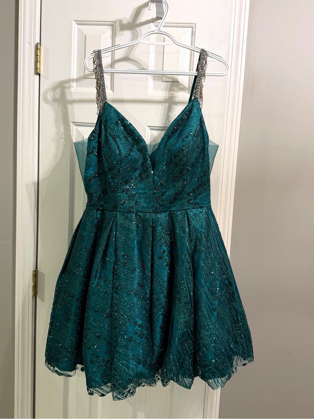 Dancing Queen Teal Embellished Homecoming Dress with Beaded Straps